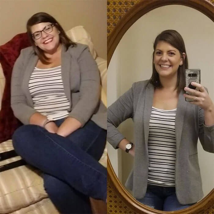 Real body transformation results of a user after using Trimology for weight management.