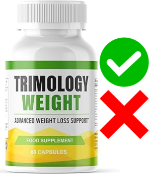 Icons representing Trimology benefits: enhanced energy, mental focus, and calorie burning support.