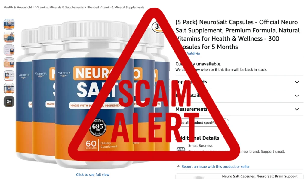 Official NeuroSalt 60-day 100% money-back guarantee badge ensuring a completely risk-free purchase for customers on the official store.