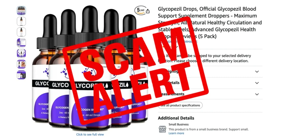 Laboratory quality icons validating product origin, raw ingredient purity, and strict safety protocols within the Glycopezil Advanced Formula production line.