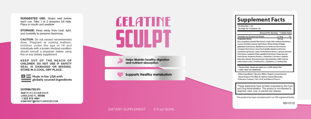 Important security notice warning about counterfeit Gelatine Sculpt listings on third-party websites and the necessity of purchasing the original product from the official site.