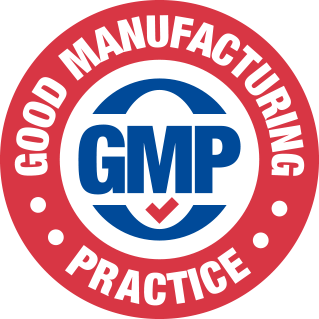 Satisfaction guarantee and GMP-certified manufacturing seals for product safety and trust.