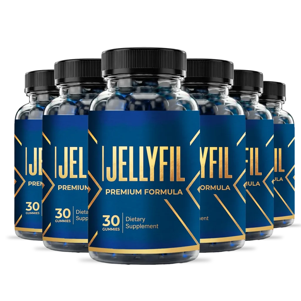 Six bottles bulk discount package of Jellyfil premium formula showcasing a complete 180-day routine supply.